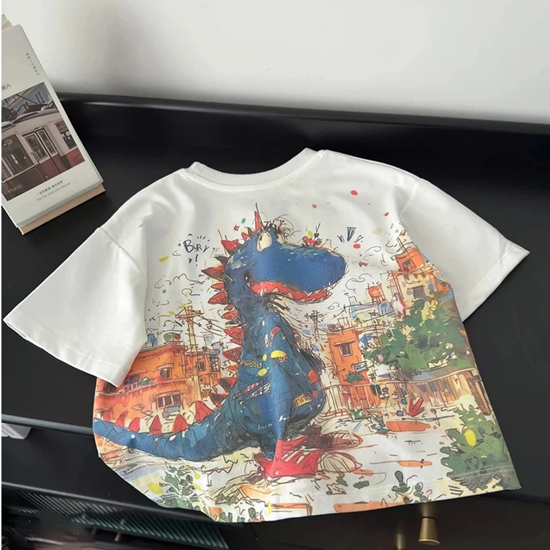 男童满印短袖夏季儿童中大童休闲潮流夏款印花韩版