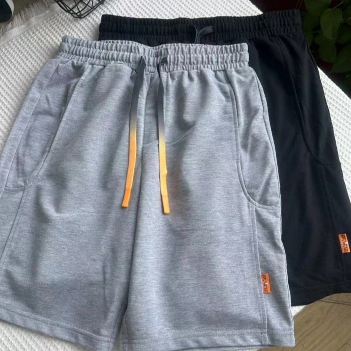 橙子家男装夏季男士松紧腰休闲宽松撞色腰绳休闲短裤