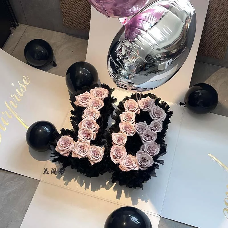 创意表白生日数字惊喜盒子玫瑰花盒diy材料包送男女友生日礼物