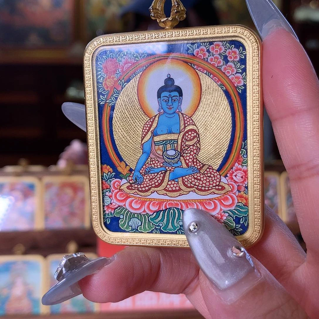 吊坠热贡纯手绘唐卡药师