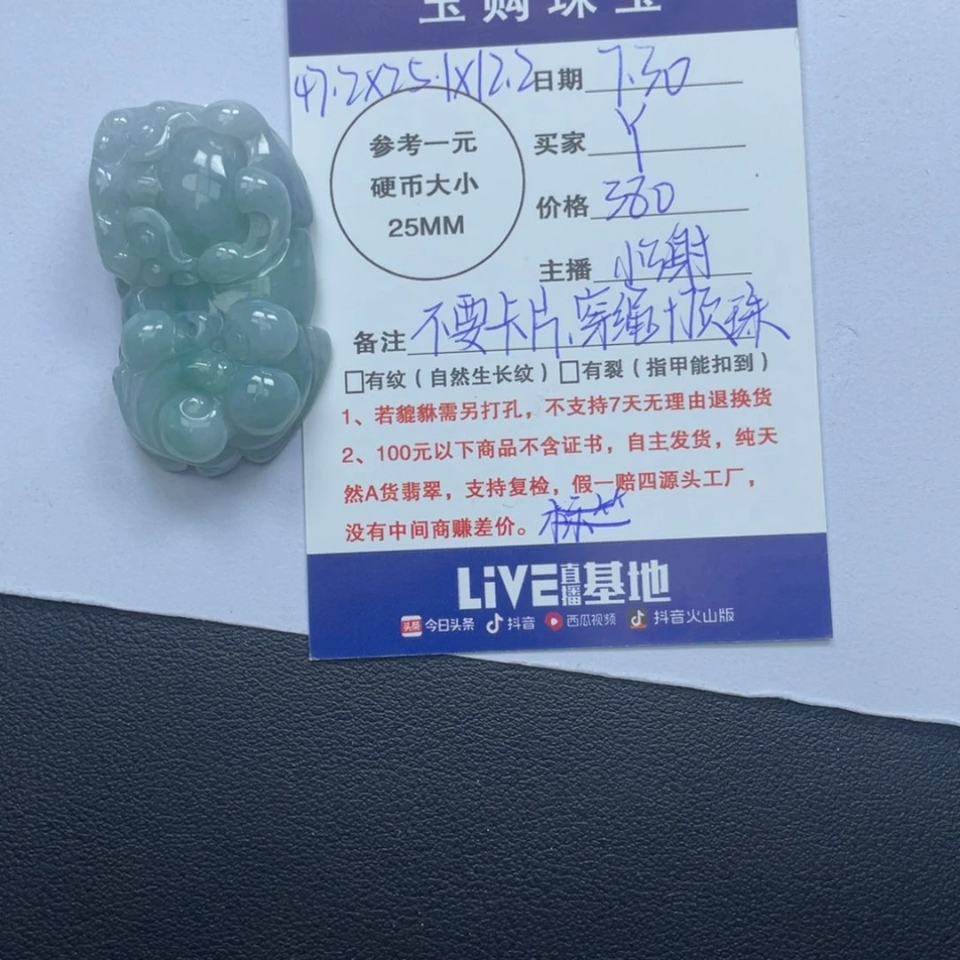 翡翠未镶嵌颈饰Y*貔貅