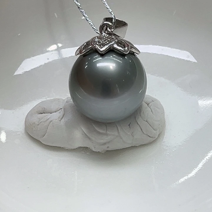 海水珍珠银S925镶嵌颈饰13-14mm 66号