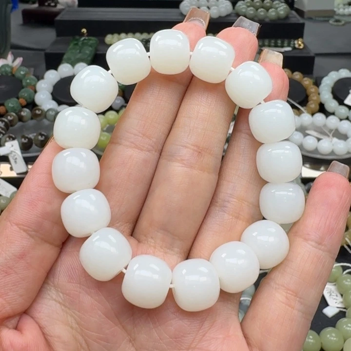 大****和田玉未镶嵌手链和田玉新疆黑山白玉卡13