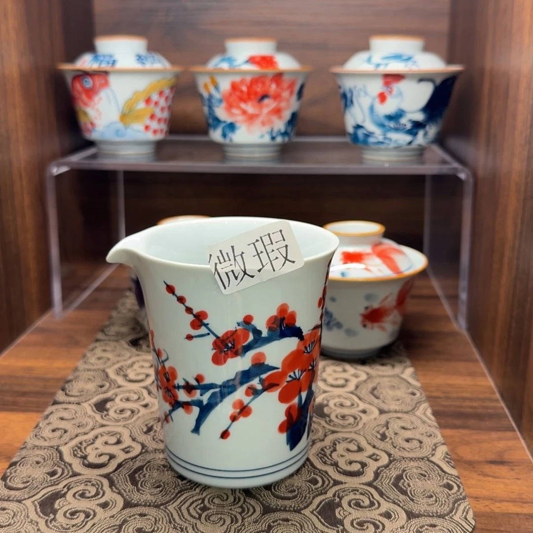 釉下手绘茶具微瑕