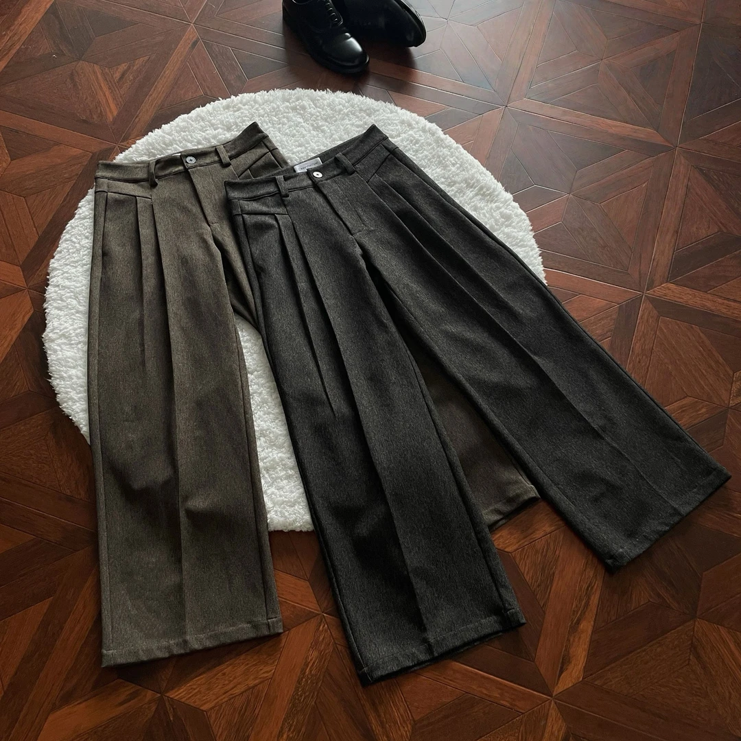 OkayThxBye "花纱TR"A字版型直筒阔腿双褶Cleanfit休闲西裤长裤男