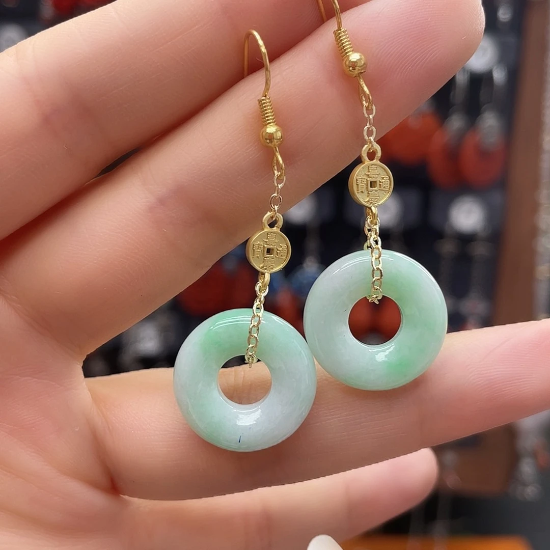 翡翠耳饰银S925镶嵌821fhjhhh