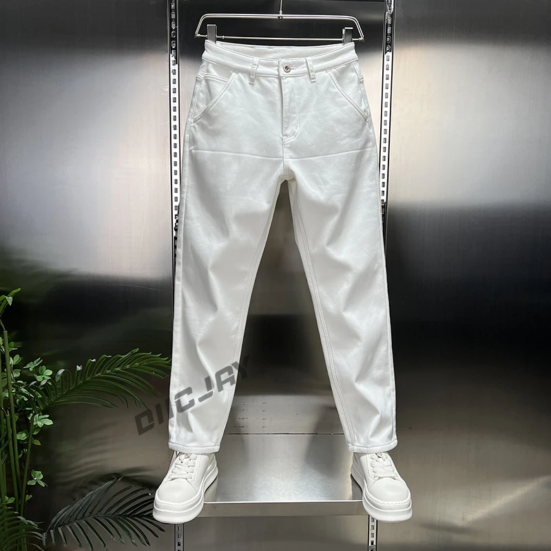 LILO男装秋冬新款弹力休闲高端纯白舒适百搭通勤修身显瘦牛仔裤男