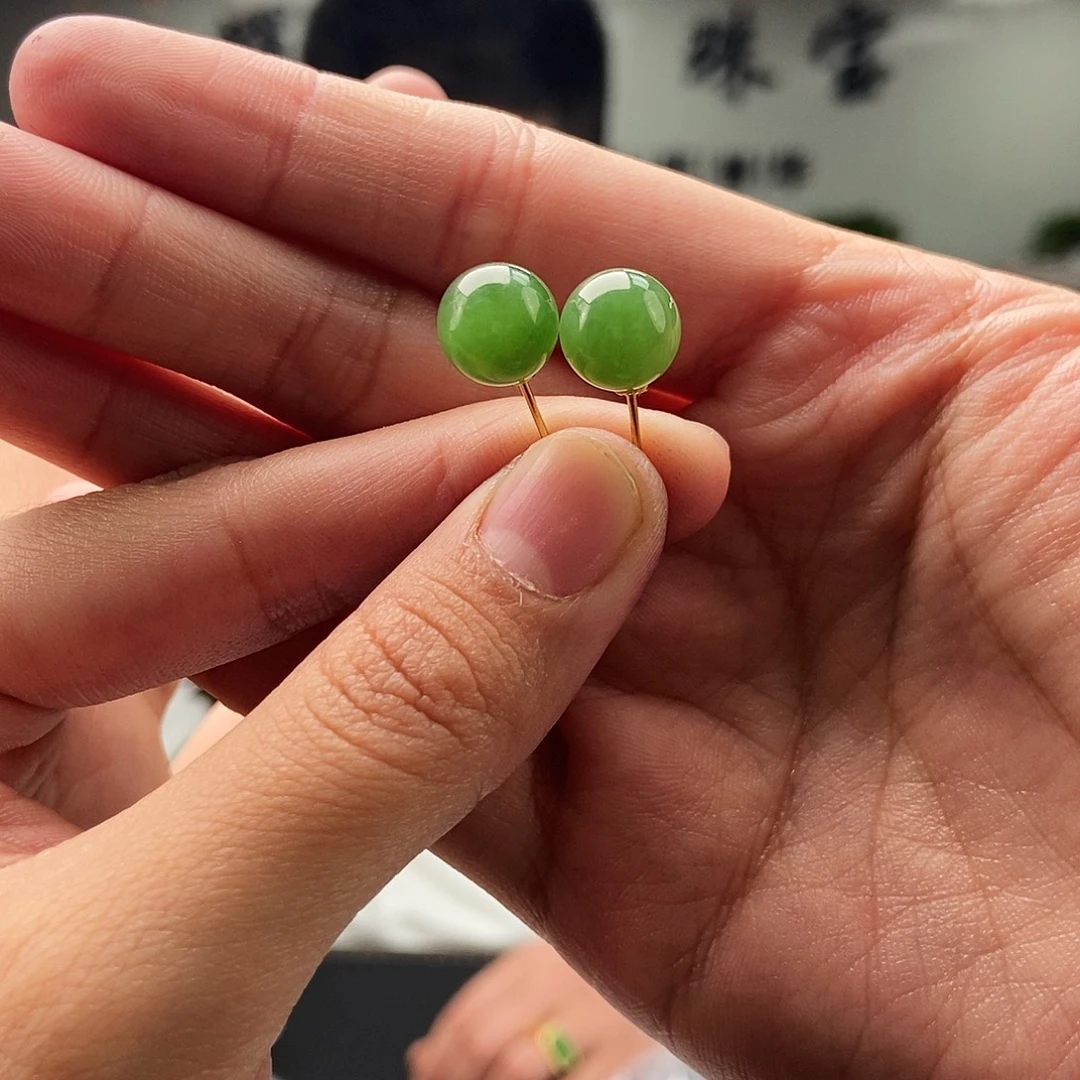 和田玉18K金镶嵌耳饰颜色多样性发拍一发一