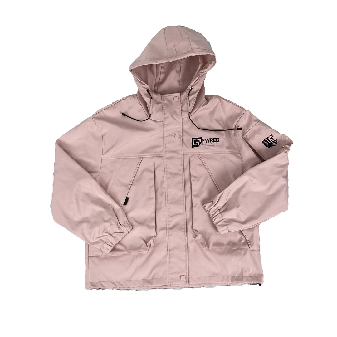 2024秋季新款宽松连帽刺绣字母休闲百搭冲锋衣夹克外套女工装982