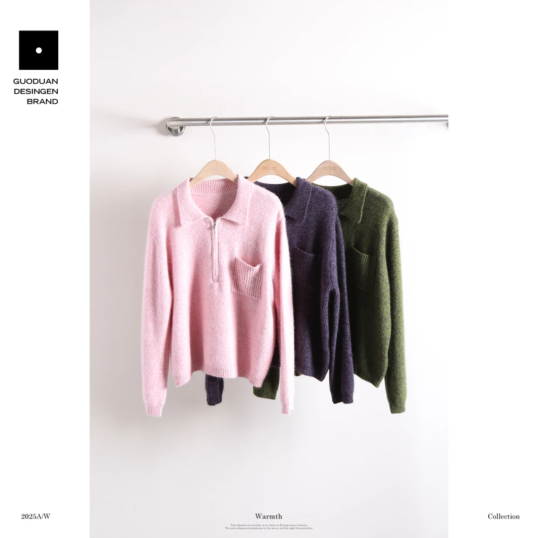 果缎 翻领厚款休闲百搭舒适时尚保暖毛针织衫 MJQ1-25865