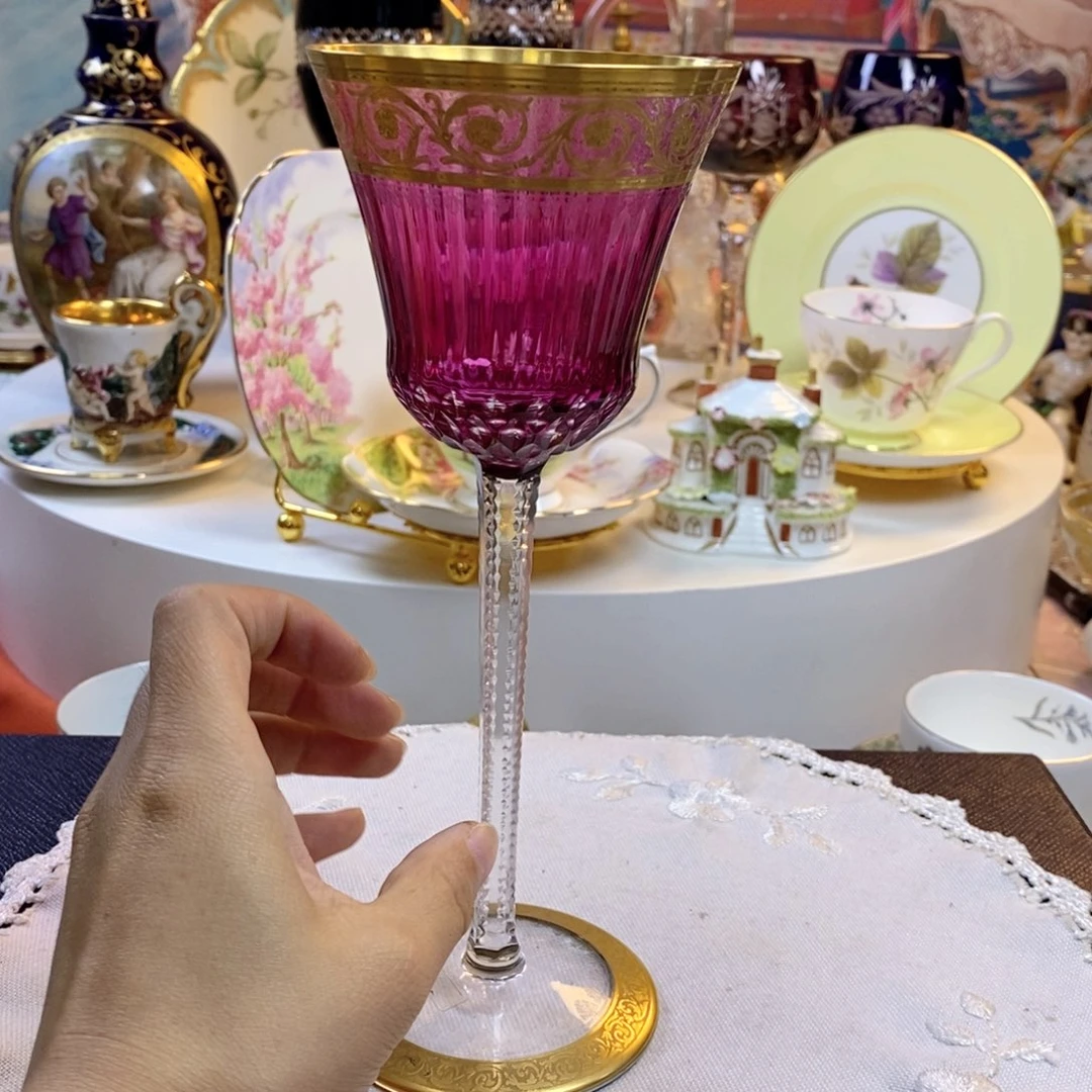 瓷片圣路易水晶杯瓷器欧瓷咖啡杯水晶杯