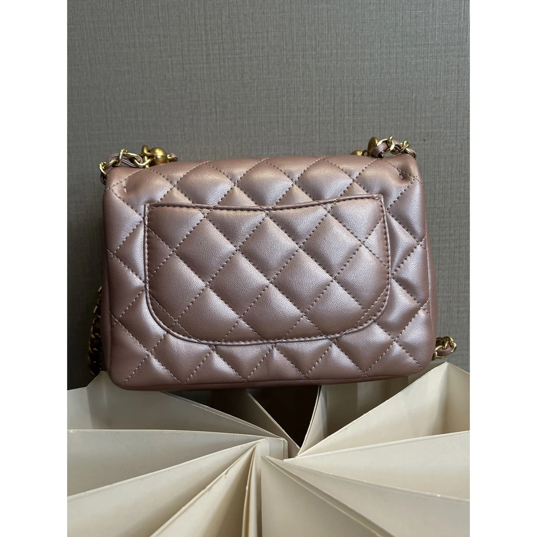 TOLEX2025新款金球方胖珍珠时尚百搭女包粉色