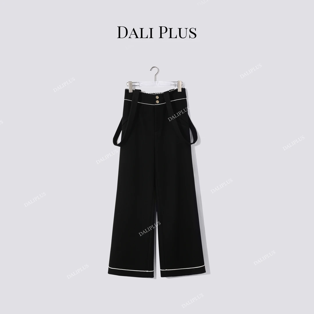DALI PLUS“撞色羊毛背带裤”通勤百搭长裤-D5ST1384