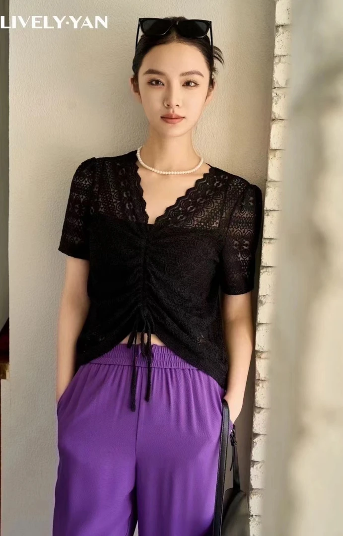 俪妍短袖欧纱小衫