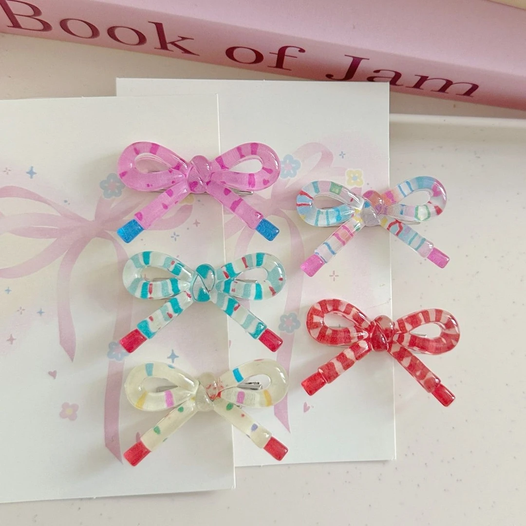 亮色韩系波点蝴蝶结发夹可爱简约百搭刘海小众头饰发卡百搭鸭嘴夹