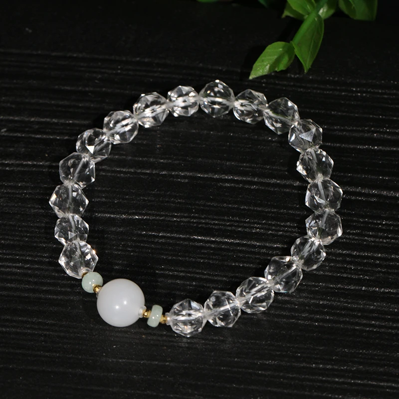 【叶叶珠宝】838水晶手串+和田玉+18K镶嵌