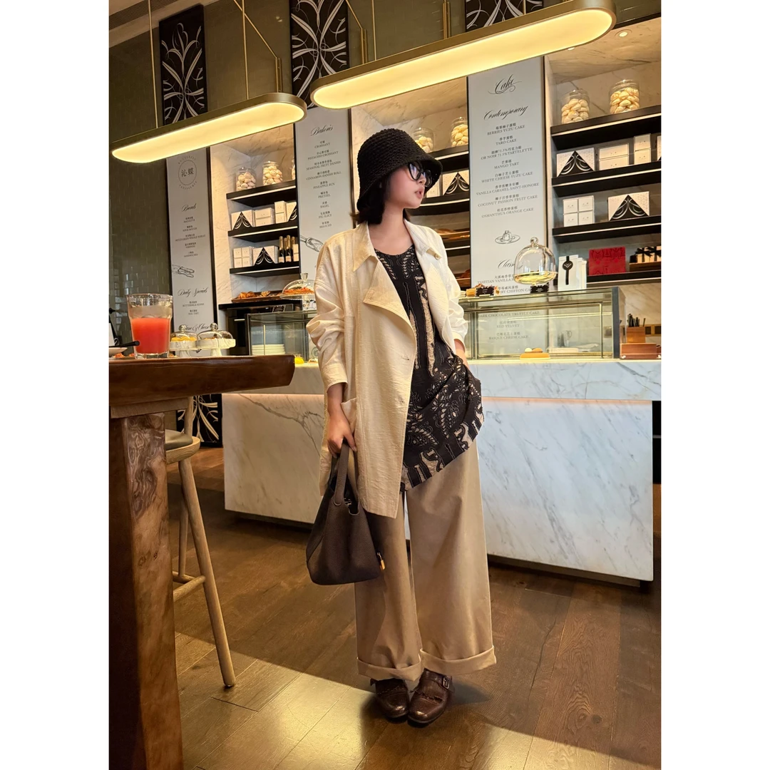 LA CALLA干丝外套斜襟日系极简显瘦风衣外套L51-1750