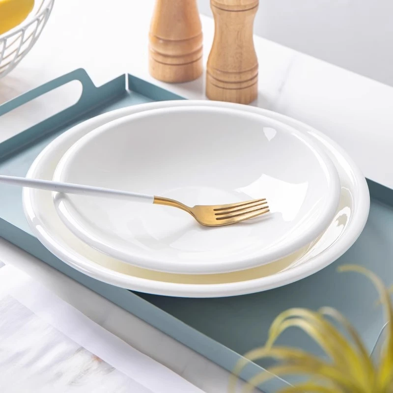 景德镇白色盘子水饺盘家用碟子新款ins风高级感北欧创意陶瓷菜盘
