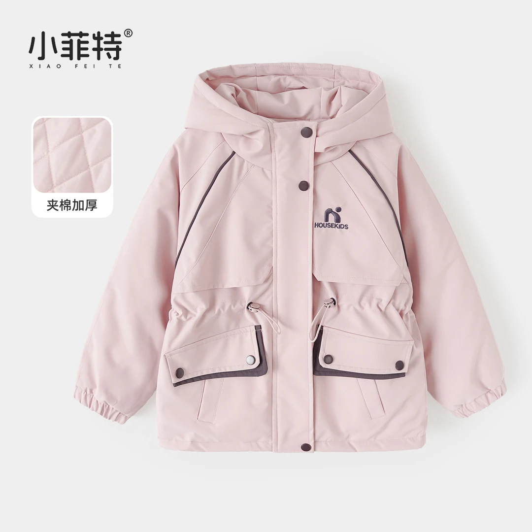 小菲特女童秋冬装新款加厚外套中大童儿童休闲连帽上衣BGYD56027