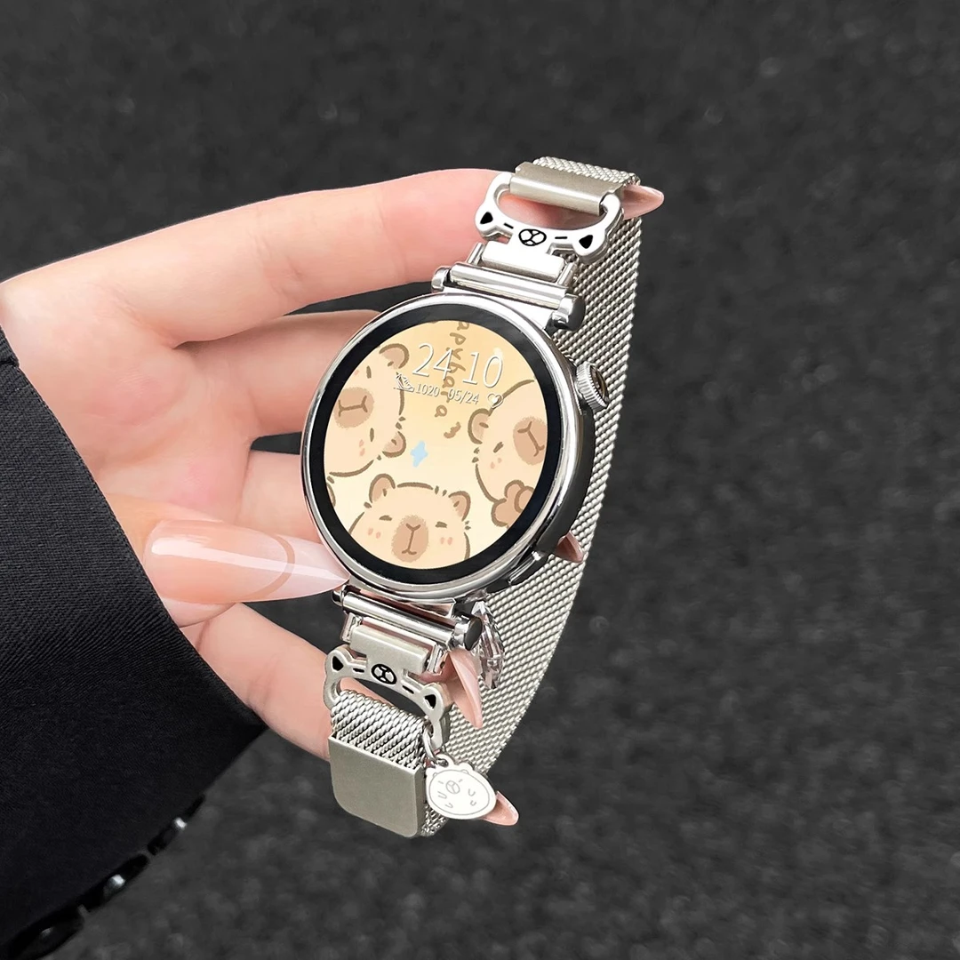 适用小米watch s4表带小熊磁吸小米手表s4女款41mm金属夏天腕带链
