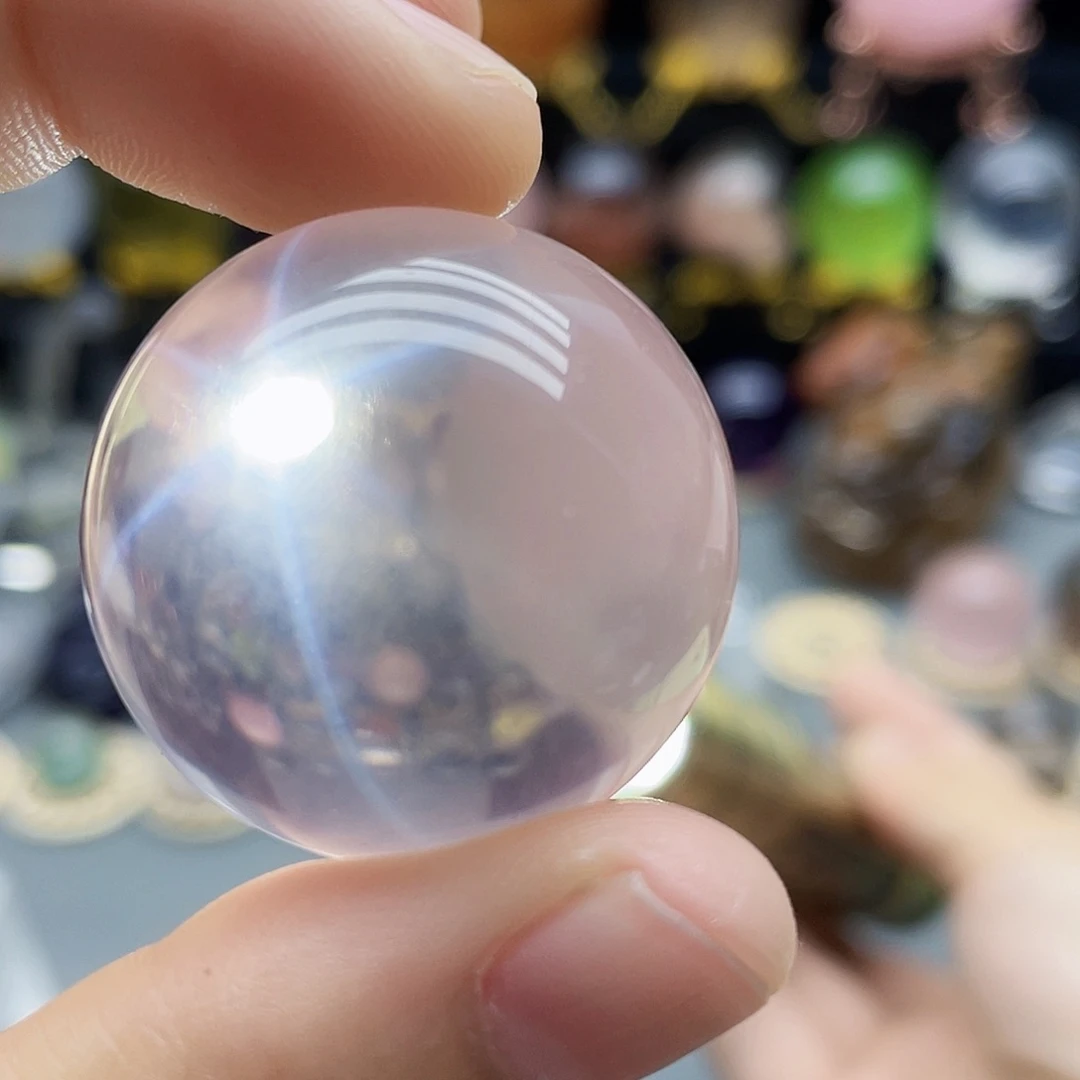 未镶嵌珠宝半成品水晶天然粉水晶纯净30mm