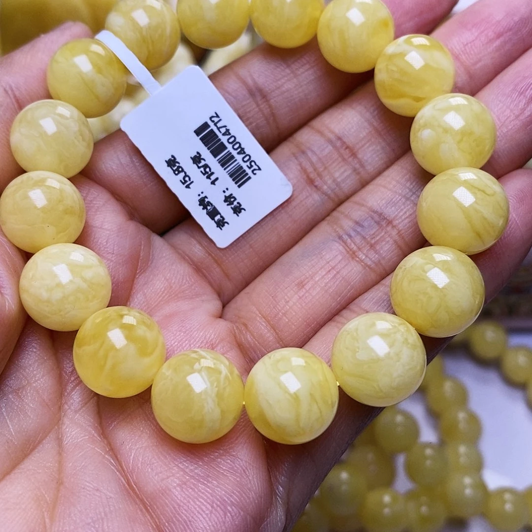 蜜蜡未镶嵌手串12圆珠手串