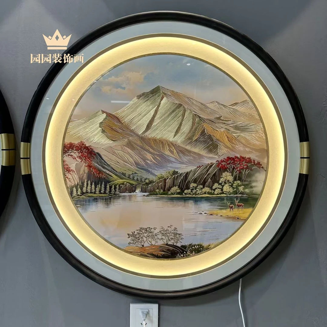 【金山聚宝盆】圆形高档铜雕挂画现代餐厅玄关装饰画走廊过道壁画