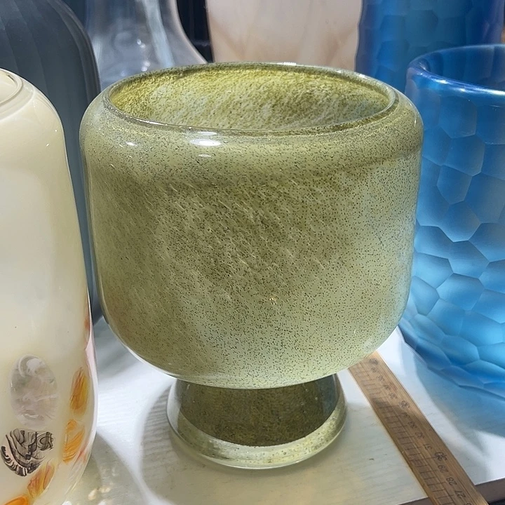 紫***花手工艺品琉璃绿色花瓶花器高21口14