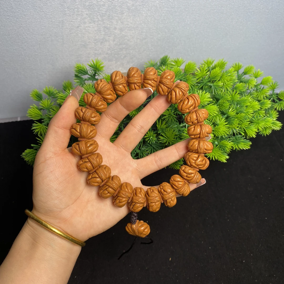 陕西秦岭肌肉纹矮桩磨盘桃核手串21尺寸