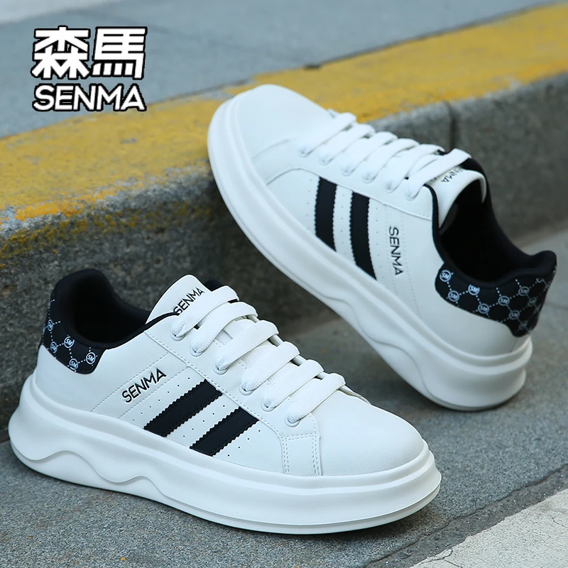 SENMA森马男鞋厚底时尚休闲鞋拼色平跟时尚男鞋透气板鞋潮小白鞋
