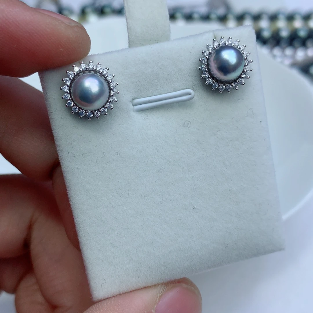 海水珍珠耳饰银S925镶嵌