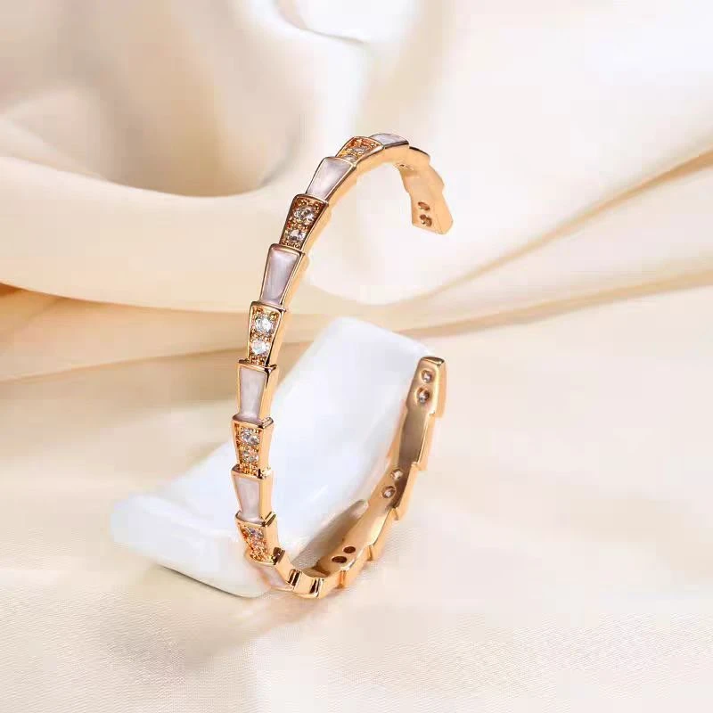 铜合金合成锆石手镯 精工版高定竹节蛇开口可调节手镯0889