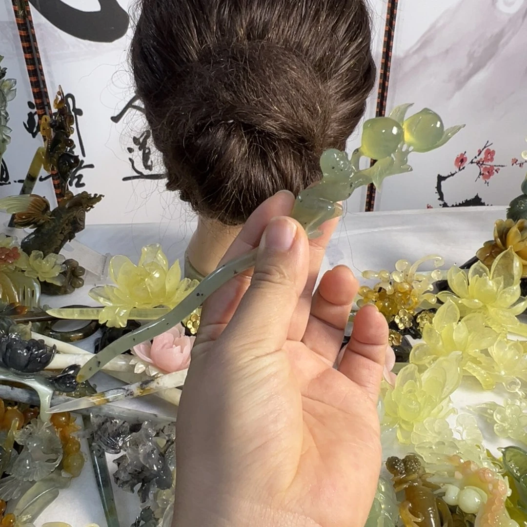 蛇纹石玉未镶嵌发饰