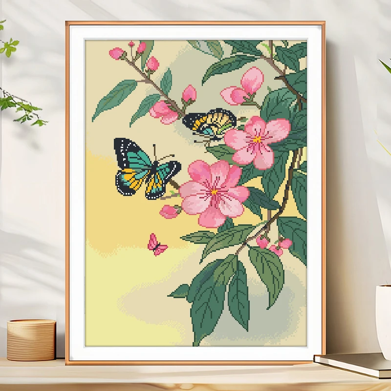 蝴蝶十字绣新款线绣客厅高级感唯美自己手工diy满绣小件刺绣