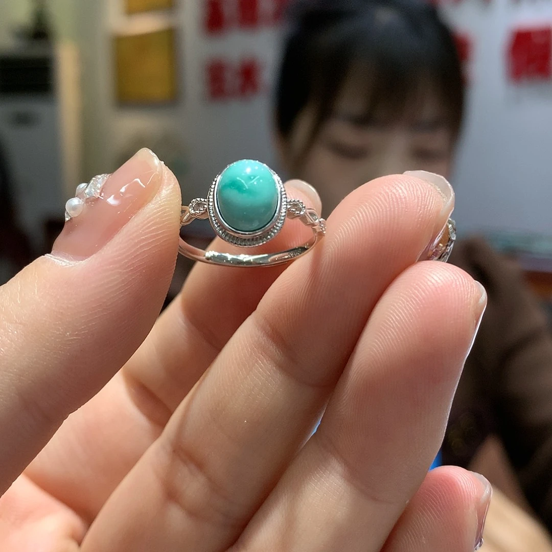 绿松石戒指银S925镶嵌