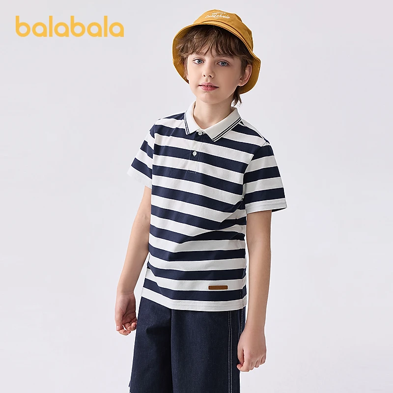 巴拉巴拉童装儿童短袖T恤2025夏季新款POLO衫男大童上衣条纹时尚