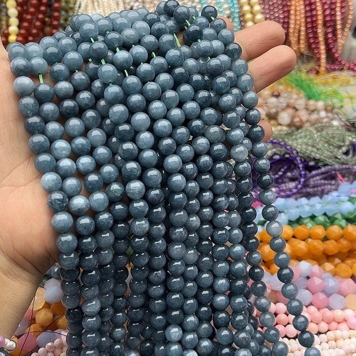 玛瑙/玉髓未镶嵌珠宝半成品一条8mm蓝翡