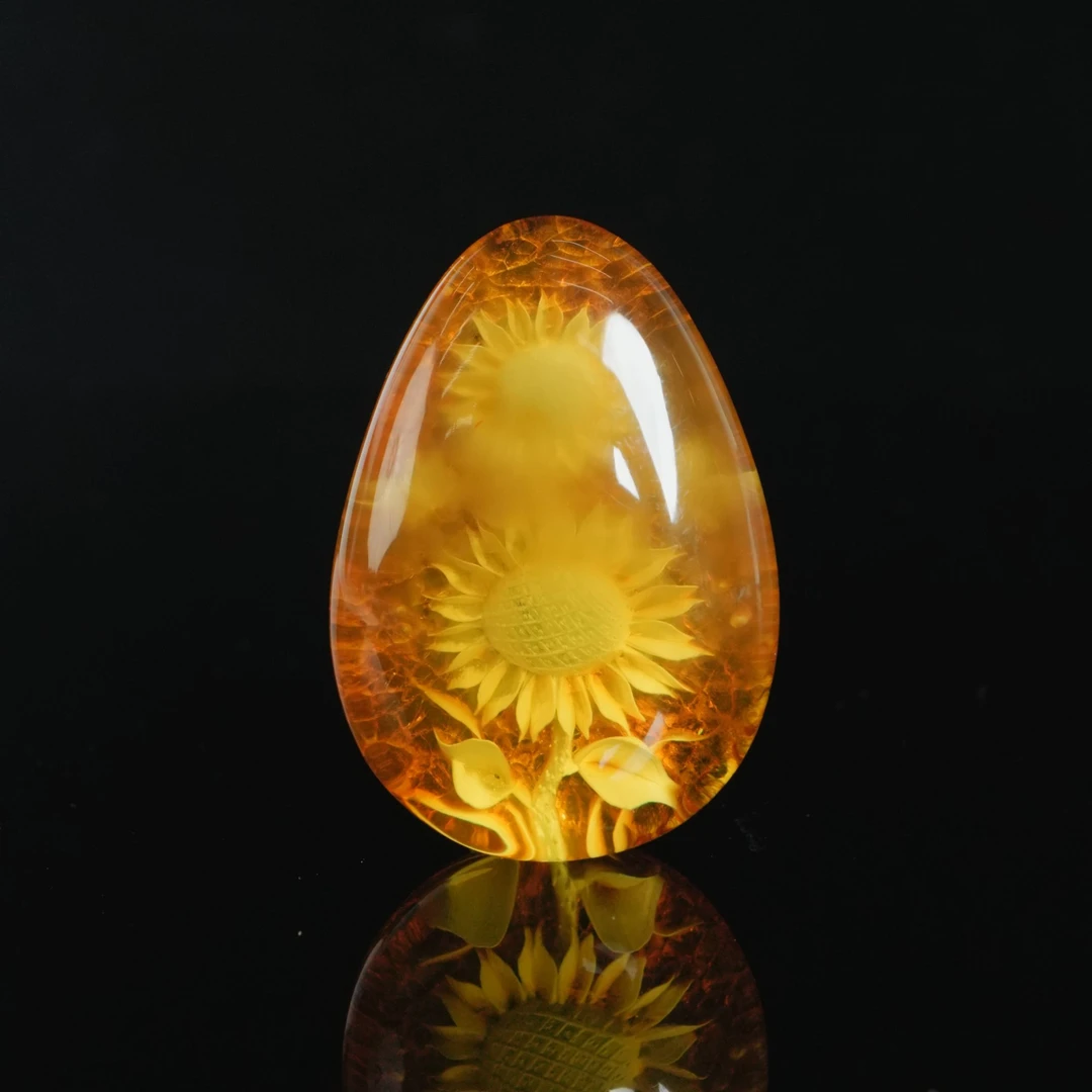 DY-M5352 余贤国大师工阴雕雕刻-向日葵 9.58g