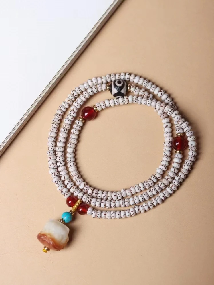 海南星月菩提3*5顺白216颗多圈手串脖挂醒狮男女百搭国风时尚潮流