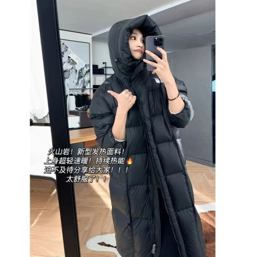 【现货＋运费险】冬季新款保暖长款过膝棉衣棉服女款连帽宽松外套ins