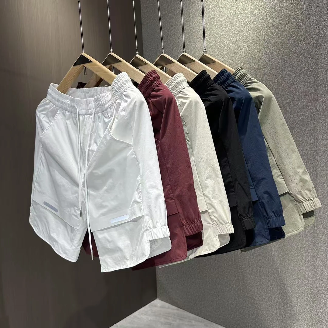 男士新款夏季简约休闲舒适打孔透气百搭薄款外穿短裤0804