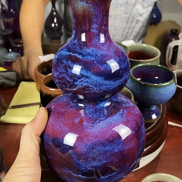 瓷片尚峰钧窑作品葫芦瓶