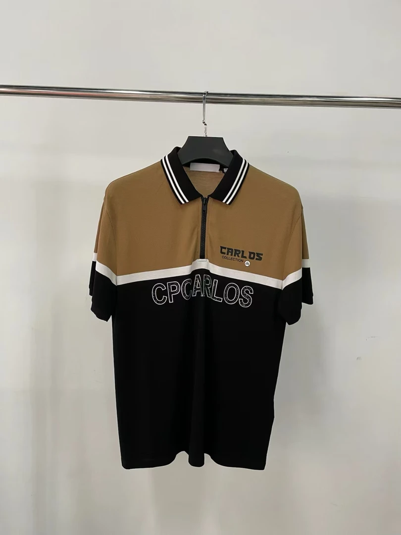 dt925男士夏季轻奢烫钻翻领polo衫