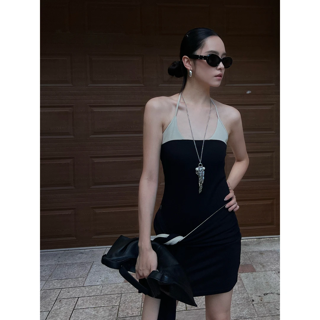 CNLEEWEI 设计师品牌25秋冬新品撞色假两件连衣裙SOLSOL买手店