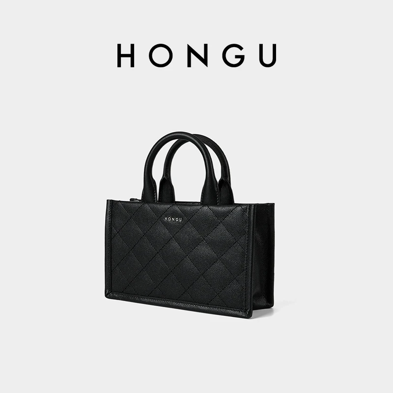 HONGU/红谷【春季新款】牛皮轻奢手提斜挂时尚百搭通勤单肩包