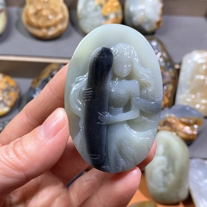 和田玉挂件未镶嵌努**钱