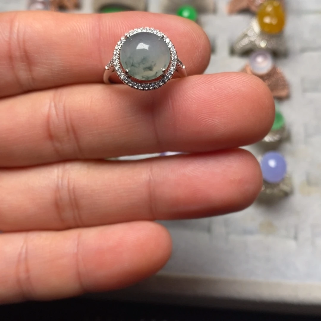 翡翠银S925镶嵌戒指