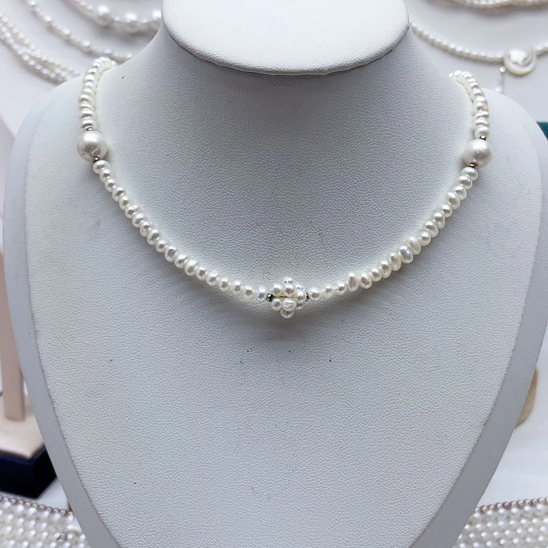颈饰银S925镶嵌淡水珍珠