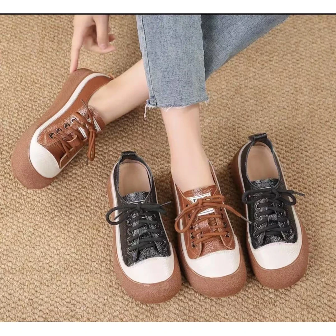 988头层牛皮软底复古真皮板鞋