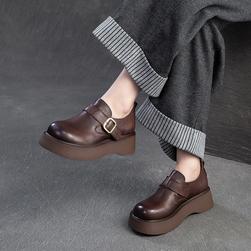 【65725J】春季新款厚底英伦风穆勒鞋百搭松糕乐福单鞋舒适女鞋